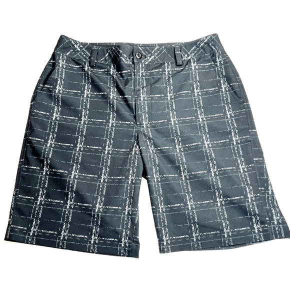 UNDER ARMOUR Men’s Performance Gray Plaid Casual Golf Shorts‎ Size 34R Athletic - Picture 1 of 12